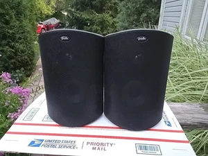Pair of 2 Polk Audio Indoor/Outdoor Speakers - Atrium 6 - Black - Tested - Picture 1 of 24