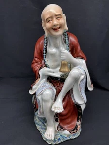 Antique Chinese Famille Rose Porcelain Buddha Statue, Zhu Yong Ji Zao, 10" tall - Picture 1 of 21