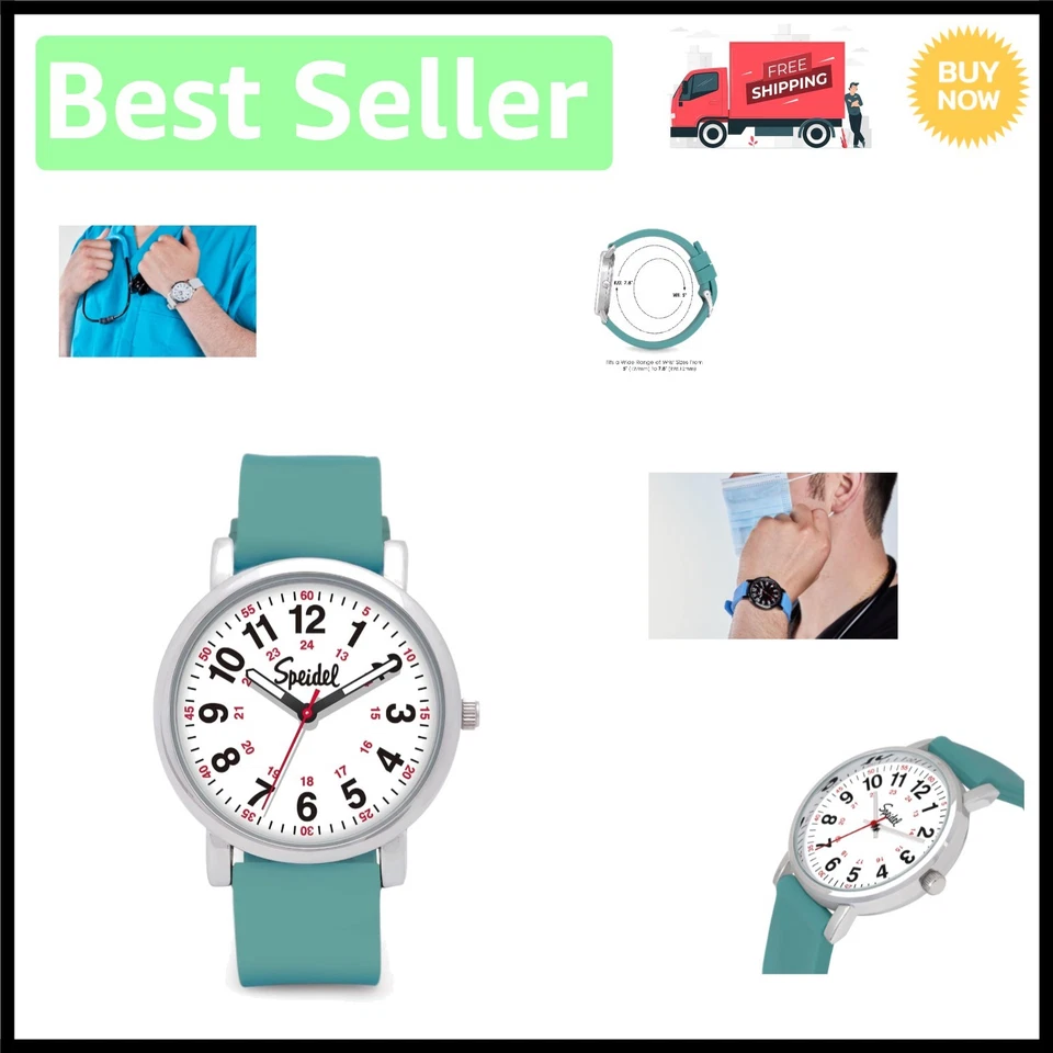 Speidel Scrub Watch for Medical Professionals With Teal Silicone Rubber Band to