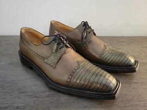 Herren Mezlan Leder Oliv Eidechse 9,5M 929L Hergestellt in Spanien Elegant Schuhe Schnürschuhe - Bild 1 von 10