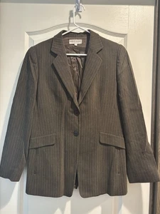 Vintage Giorgio Armani Le Collezioni Blazer/Italy Sz 8 Brown Herringbone Pattern - Picture 1 of 8