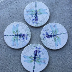 Sottobicchiere Thirstystone Assorbente Dragonfly Trivit Hot Pad Fondo Sughero Set 4 Pezzi. - Foto 1 di 6