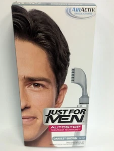 LOT OF 3 JUST FOR MEN AUTOSTOP FOOLPROOF HAIR COLOR DARKEST BROWN A-50 NIB - Picture 1 of 6