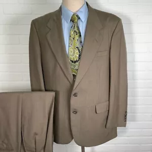 John Alexander Hartmarx Suit Men 42 36W 30L Brown Woven Stripe Pleat Career USA - Picture 1 of 21