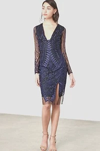 Womens Lavish Alice Embroidered Lace Mesh Pencil short Cocktail Dress Size UK 10 - Picture 1 of 5