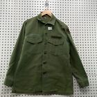 Vintage 60S Og 107 Sateen Button Shirt Mens Medium Green Army Military 215X28