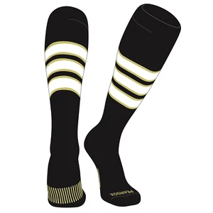 Striped OTC Baseball, Softball, Football Socks (C) Black, Vegas Gold, White - Picture 1 of 3