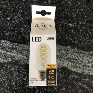 S30- Feit Electric 4.5-Watt "Vintage Style" Clear Visible Filament T14 LED Bulb - Picture 1 of 3
