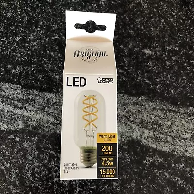 S30- Feit Electric 4.5-Watt "Vintage Style" Clear Visible Filament T14 LED Bulb - Image 1 of 3