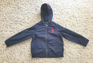 Polo Ralph Lauren Big Pony Hooded Lught Jacket Navy Blue 6T Logo Pockets - Picture 1 of 8