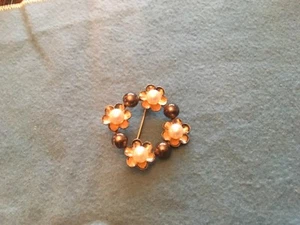 Vintage Antique 14k 1/20 Gold Sterling Silver Pearl Flower Pin Brooch - Picture 1 of 6