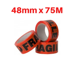 6x PREMIUM RED FRAGILE Packaging Tape Box Sealing Packing Tape 48mm x 75M 45u - Picture 1 of 1