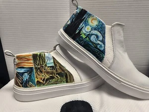 TOMS White Leather Slip On Sneakers NEW Bryce Womens Size 9 Flat Shoes 10018061 - Picture 1 of 13