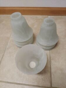 Lot of 4 Ceiling Fan Light Fixture Glass Globe Shade Frosted Swirl Bell Shape 