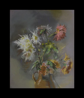 Dessin ancien, Nicolas Mage. École Française XIXᵉ siècle. "Vase fleuri." - Photo 1/4