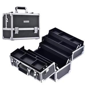 FRENESSA Makeup Train Case Large Cosmetic Box 6 Tier Trays with Compartments Pro - Picture 1 of 12