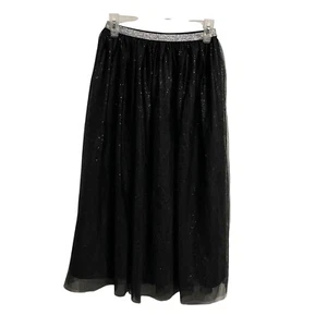 New with Tags Silver Sparkly Black Full Maxi Skirt Size L - Picture 1 of 4