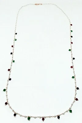 COLLANA IN ARGENTO 925 LUNGA CON PERLINE E CRISTALLI COLORATI (NCC0200) - Immagine 1 di 4