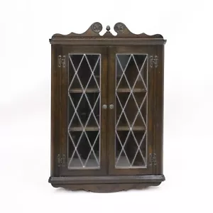 Old Charm Oak Hanging Corner Display Cabinet in Jacobean Brown FREE UK Delivery - Picture 1 of 11