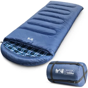 Trail Cotton Sleeping Bag Luxury Flannel Lined 3 to 4 Season Single with Bag - Picture 1 of 7
