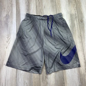 Nike Shorts Mens Medium Gray Blue Dri Fit Training Gym Basketball Swoosh Men - Picture 1 of 10