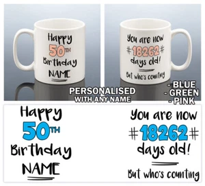 50th BIRTHDAY MUG PERSONALISED 50 Years Cup Birthday Gift Idea Men Women Him Her - Picture 1 of 10