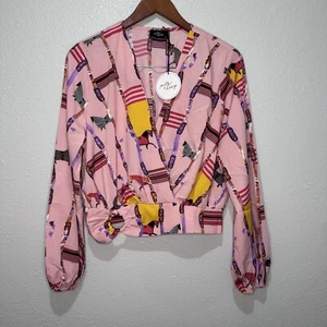 ¡NUEVO CON ETIQUETAS! Blusa para mujer rosa leche y miel, multipatrón, grande - Imagen 1 de 9