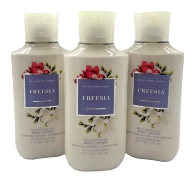 Bath & Body Works LOTE 3 lociones corporales fresia crema 8 oz aceite de coco karité paquete de 3 Foto 1 de 2