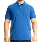 Lacoste Mens Royal Blue Cotton Polo Shirt Button Collar short sleeve two button