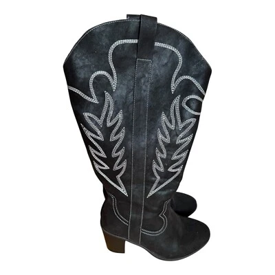 Ковбойские сапоги TORRID на высоком каблуке черные размер 8 широкие для икры деревенские - Изображение 1 из 4