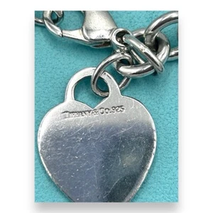 Tiffany & Co LARGE Silver Blank Heart Tag Charm Bracelet with box - Picture 1 of 4