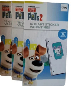 THE SECRET LIFE OF PETS 2 (2020 - 16 Giant Sticker Valentines)LOT OF 3 - Picture 1 of 4