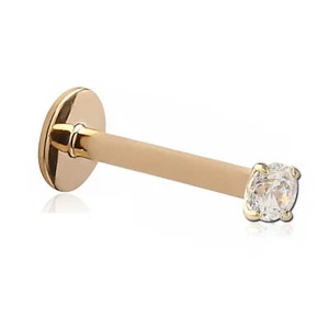 Micro Labret 14k Gelbgold und 2mm Diamant ansteckbar - Bild 1 von 1