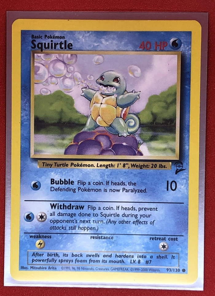 POKÉMON SQUIRTLE 93/130 ORIGINAL 151 BASE SET 2 COLLECTION STARTER - Image 1 of 1