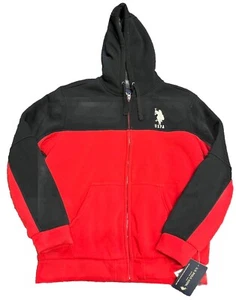 Us Polo ASSN Fur Lined Zip Up Jacket Hoodie Large With Tags Red - Picture 1 of 8