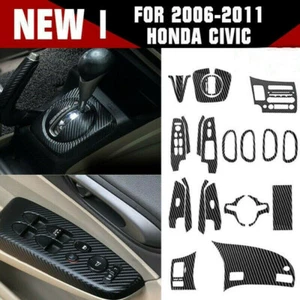 Juego de calcomanías interiores de auto con patrón de fibra de carbono para Honda Civic 2006-2011 - Imagen 1 de 3
