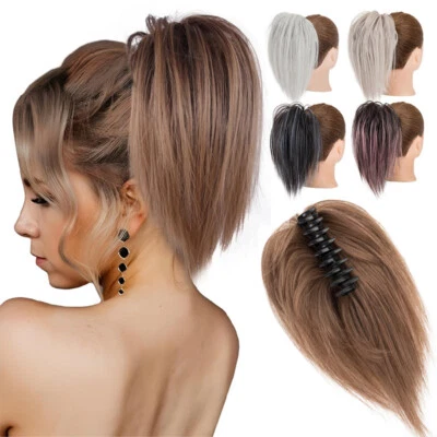 Natural Clip on in Messy Bun Hair Piece Extension Wedding Claw Clip Updo Hair US - Image 1 of 4