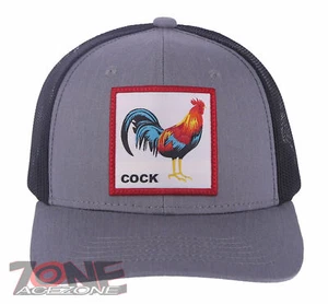 NEW! BIG COCK ROOSTER FIGHT MESH TRUCKER SNAPBACK BALL CAP HAT GRAY - Picture 1 of 4
