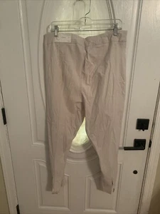 Cato Pants Womens 16 W Beige White Stripe Stretch Pull On Ankle Pants - Picture 1 of 9
