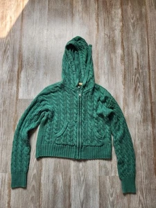 Giacca American Eagle verde cropped full zip con cappuccio e tasche a maglia taglia S - Foto 1 di 8