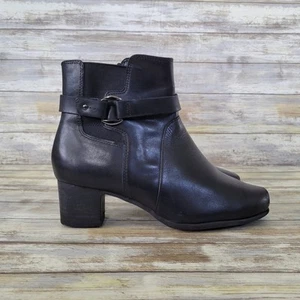 Clarks Un Damson mittelhohe schwarze wasserdichte Damen-Stiefeletten aus Leder Größe 6 Weite - Bild 1 von 11