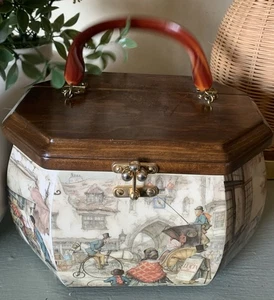 VINTAGE ANTON STÜCK DRUCK DECOUPAGE BOX GELDBÖRSE ACHTECKIG GEFORMT 3D - Bild 1 von 8