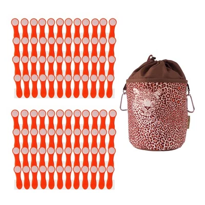 96 Wäscheklammern Orange Weiß Edelstahl + Wäscheklammerbeutel Baumwolle Leopard - Bild 1 von 4
