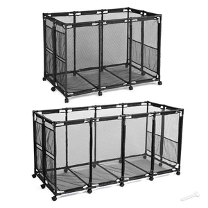 Yescom 2 Pack Pool Toy Storage Bin Mesh Basket Organizer with Wheels Metal Frame - Picture 1 of 9