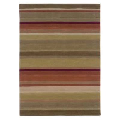 Hand Tufted Trio Stripe Rug Collection Green Stripes 5' X 7' - Image 1 of 4