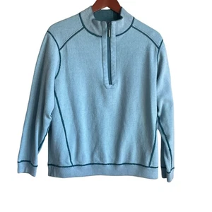 Tommy Bahama Mens Reversible Sweatshirt L Blue Teal 1/4 Zip Warm Cozy Gorpcore - Picture 1 of 13