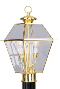Livex Lighting 2284-02 Outdoor Post with Clear Beveled Glass Shades, Polished... - Picture 1 of 2