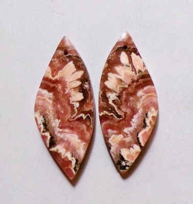 60.85 Cts Natural Rhodochrosite Drilled Cabochon Match Pair Gemstone 41X17MM - Image 1 of 3