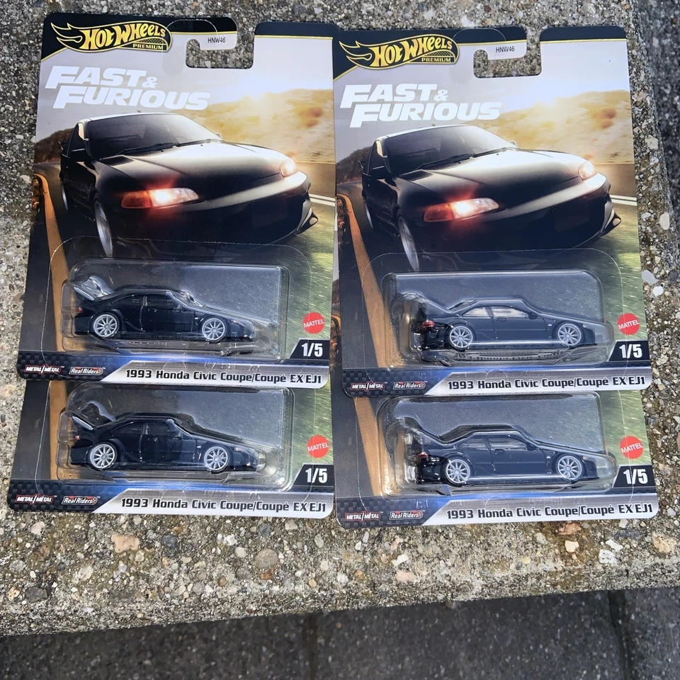 Hot Wheels Fast & Furious 1993 Honda Civic Coupe EX EJ1  Premium lot of 4 - Image 1 of 3