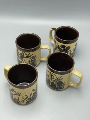 Juego de (5) tazas de café marrón vintage 1983 arcilla en mente alce elefante ciervo Foto 1 de 4